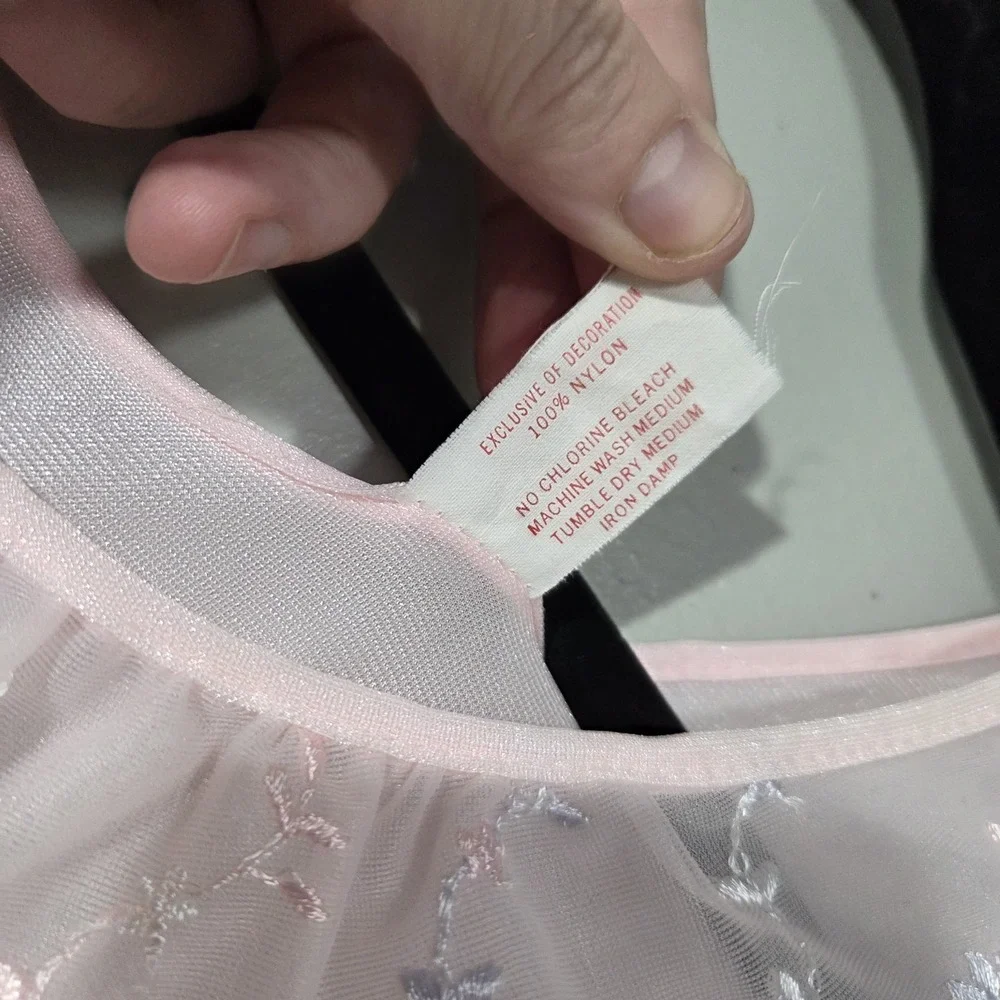 Vtg Spotlight Nightgown Small Pink Sleeveless Nylon Maxi Floral Lace Lightweight